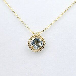 10K Yellow Gold Genuine Aquamarine 6x6mm (0.75ct) Pendant